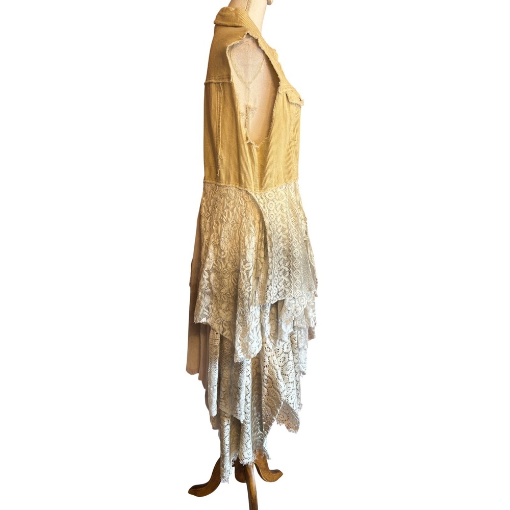 Oli & Hali Corduroy Vest Tiered Handkerchief Skirt Cream Large Stevie Nicks - Picture 3 of 9